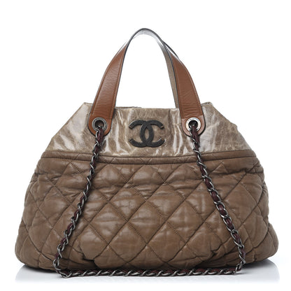 Chanel Iridescent Calfskin Quilted Large In The Mix Tote Khaki 1 of 17