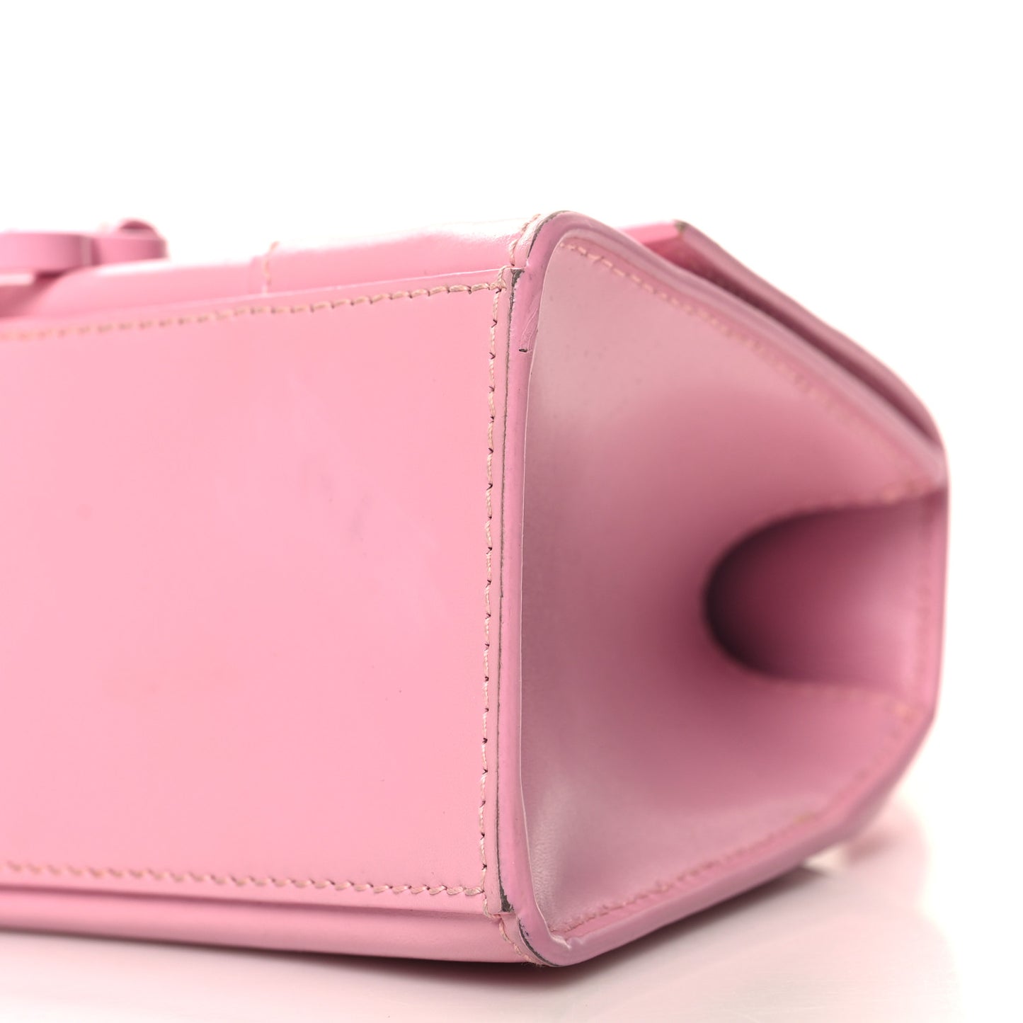 Shiny Box Calfskin Tonal B Hourglass Top Handle Bag XS Candy Pink