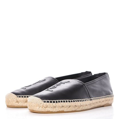 Saint Laurent Lambskin Mens Monogram Espadrilles 39 Black 3 of 9