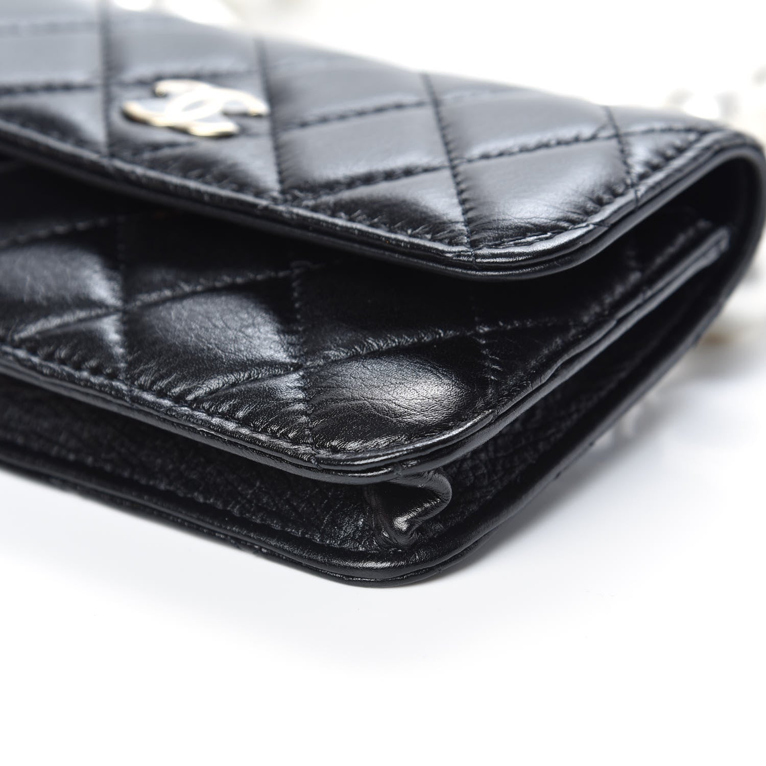 Chanel Calfskin Quilted Maxi Pearls Clutch With Chain Black 9 of 10
