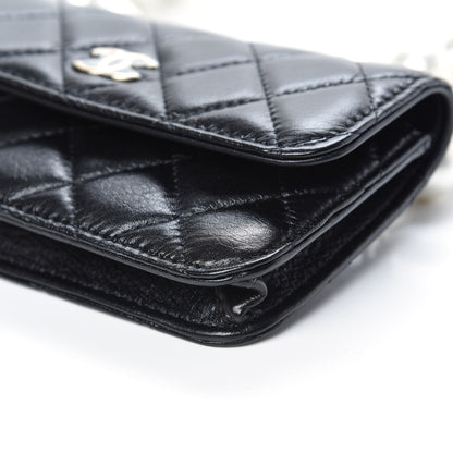 Chanel Calfskin Quilted Maxi Pearls Clutch With Chain Black 9 of 10