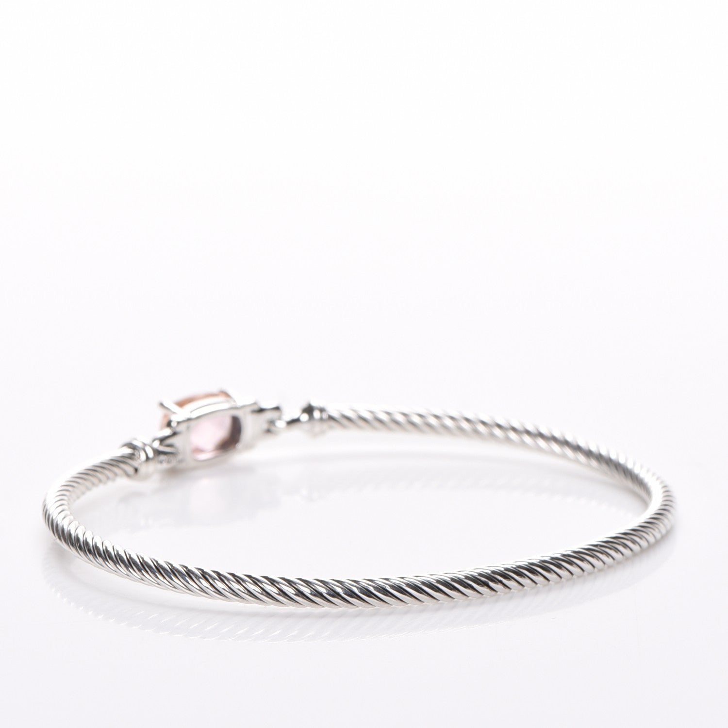 David Yurman Sterling Silver Diamond Morganite 3mm Petite Wheaton Bracelet 3 of 6
