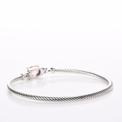 David Yurman Sterling Silver Diamond Morganite 3mm Petite Wheaton Bracelet 3 of 6