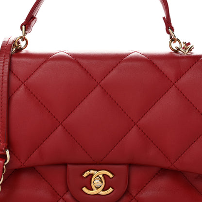 Chanel Lambskin Quilted Easy Carry Flap Red 8 of 12