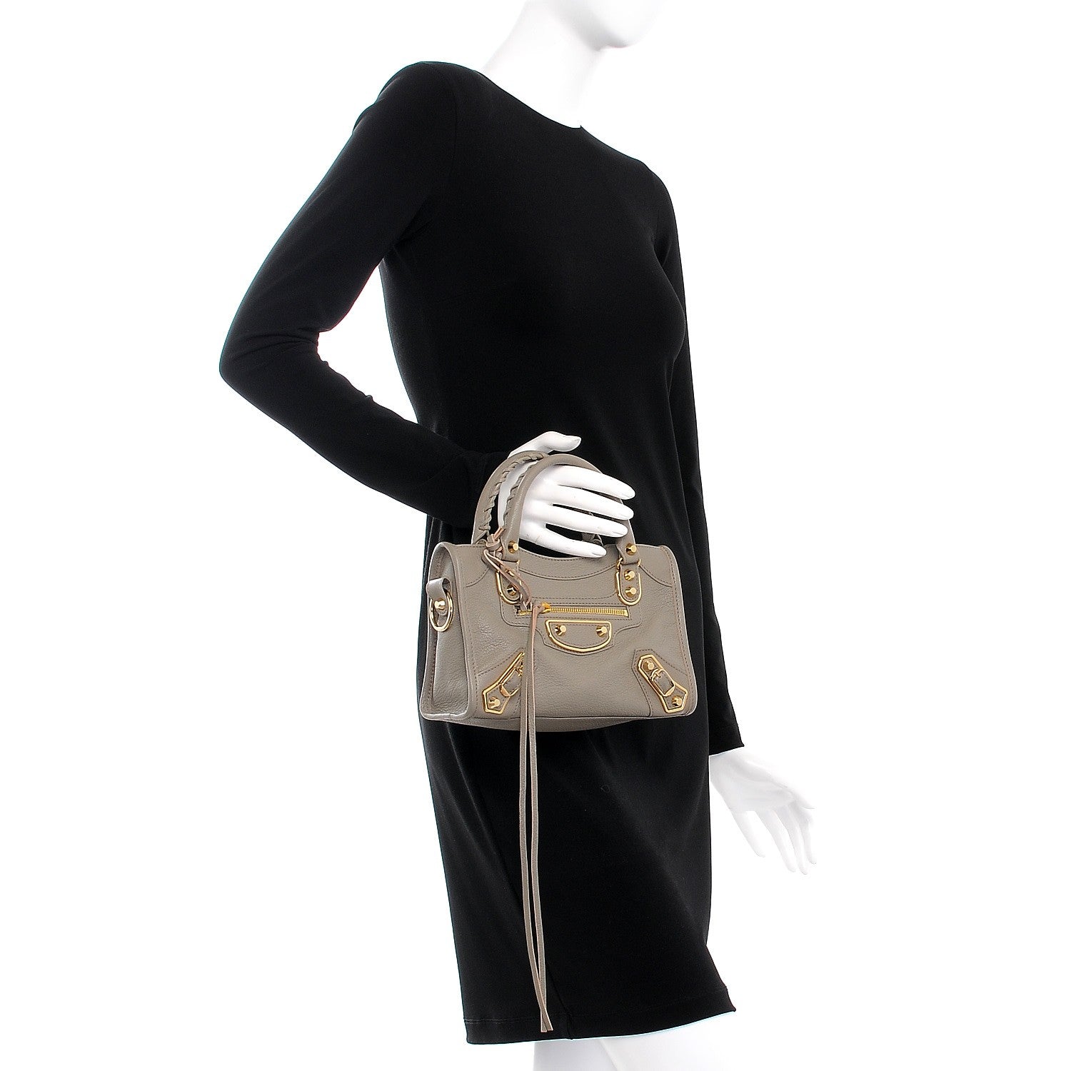 Balenciaga Chevre Gold Metallic Edge Hardware Mini City Gris Taupe 3 of 7