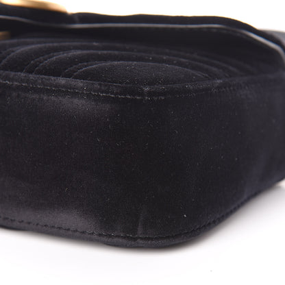 Gucci Velvet Matelasse Mini GG Marmont Shoulder Bag Black 7 of 11