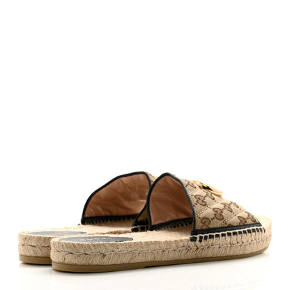 Gucci Monogram Matelasse GG Marmont Espadrille 20mm Slide Sandals 39.5 Beige Ebony Black 4 of 8