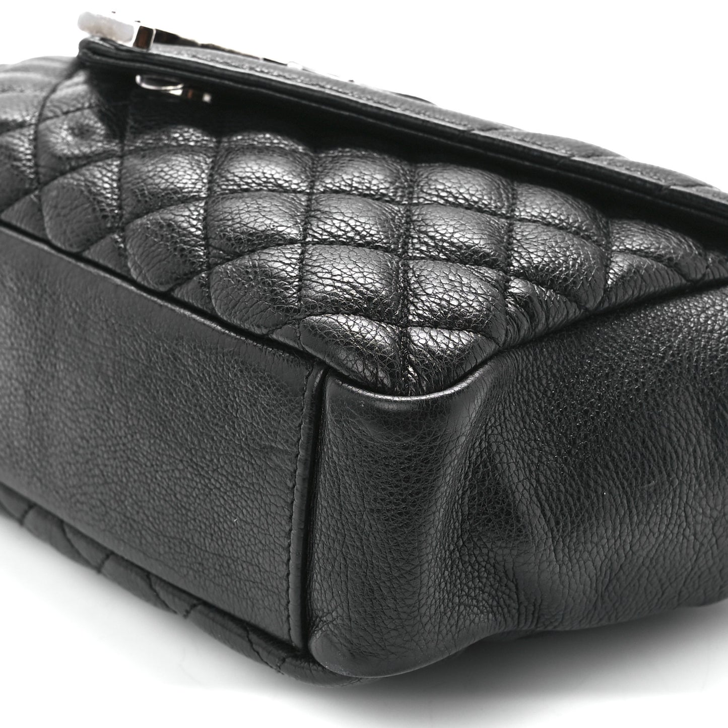 Sheepskin Tri-Quilt Monogram Medium College Bag Black