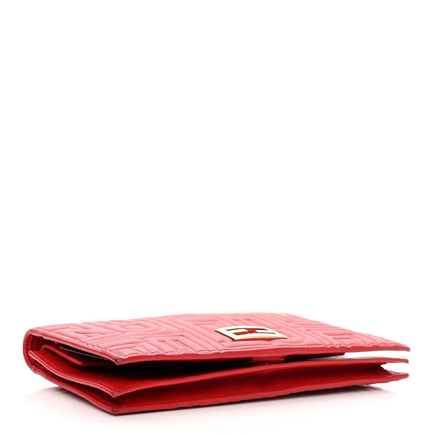 Nappa Logo Embossed Long Wallet on Chain Rosso