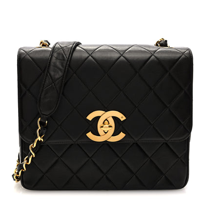 Chanel Lambskin Quilted Single Flap Shoulder Bag Black 1 of 10