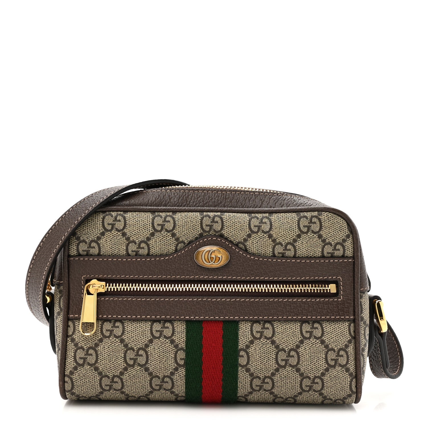 Gucci GG Supreme Monogram Web Mini Ophidia Shoulder Bag Brown 1 of 13