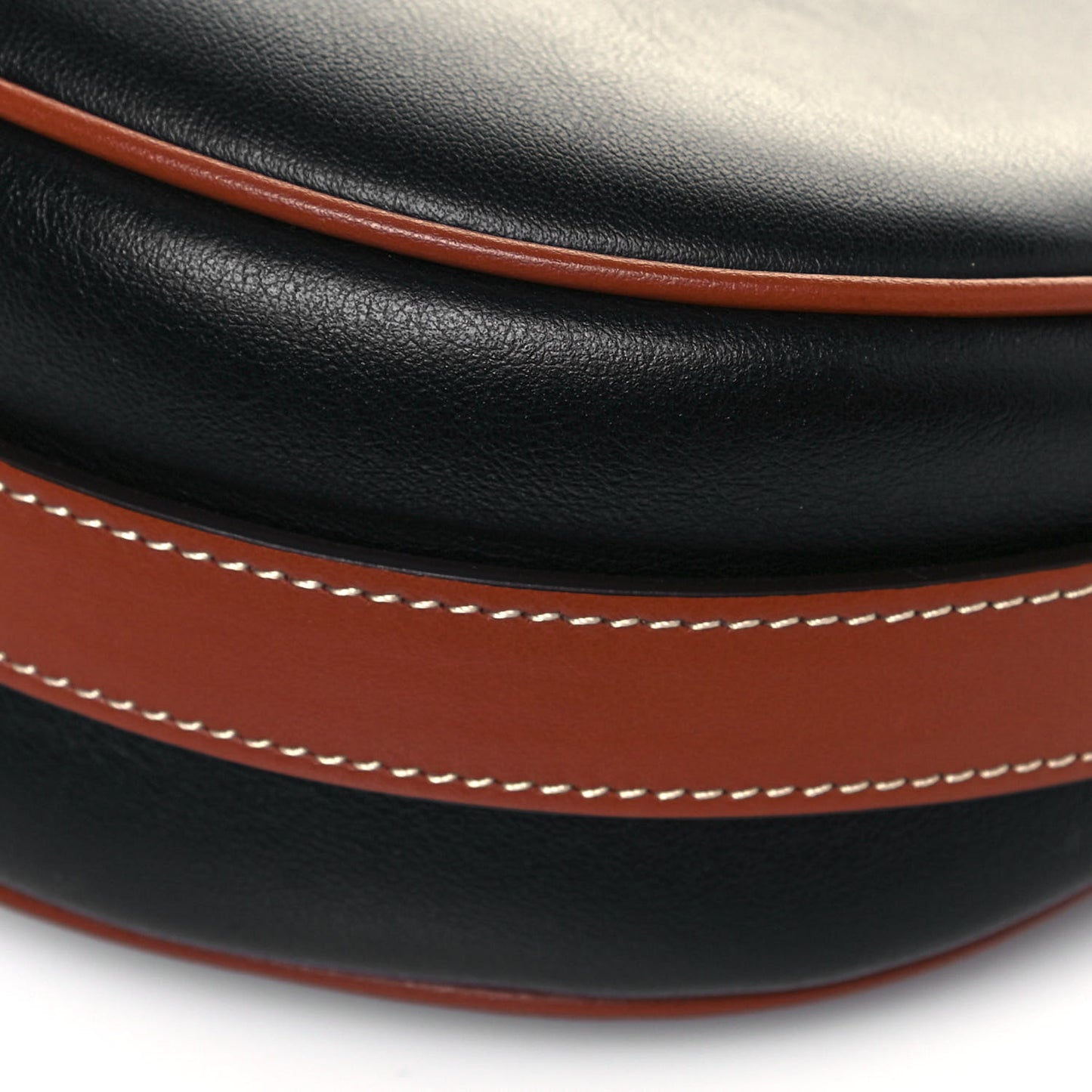 Smooth Calfskin Medium Strap Ava Shoulder Bag Black Tan
