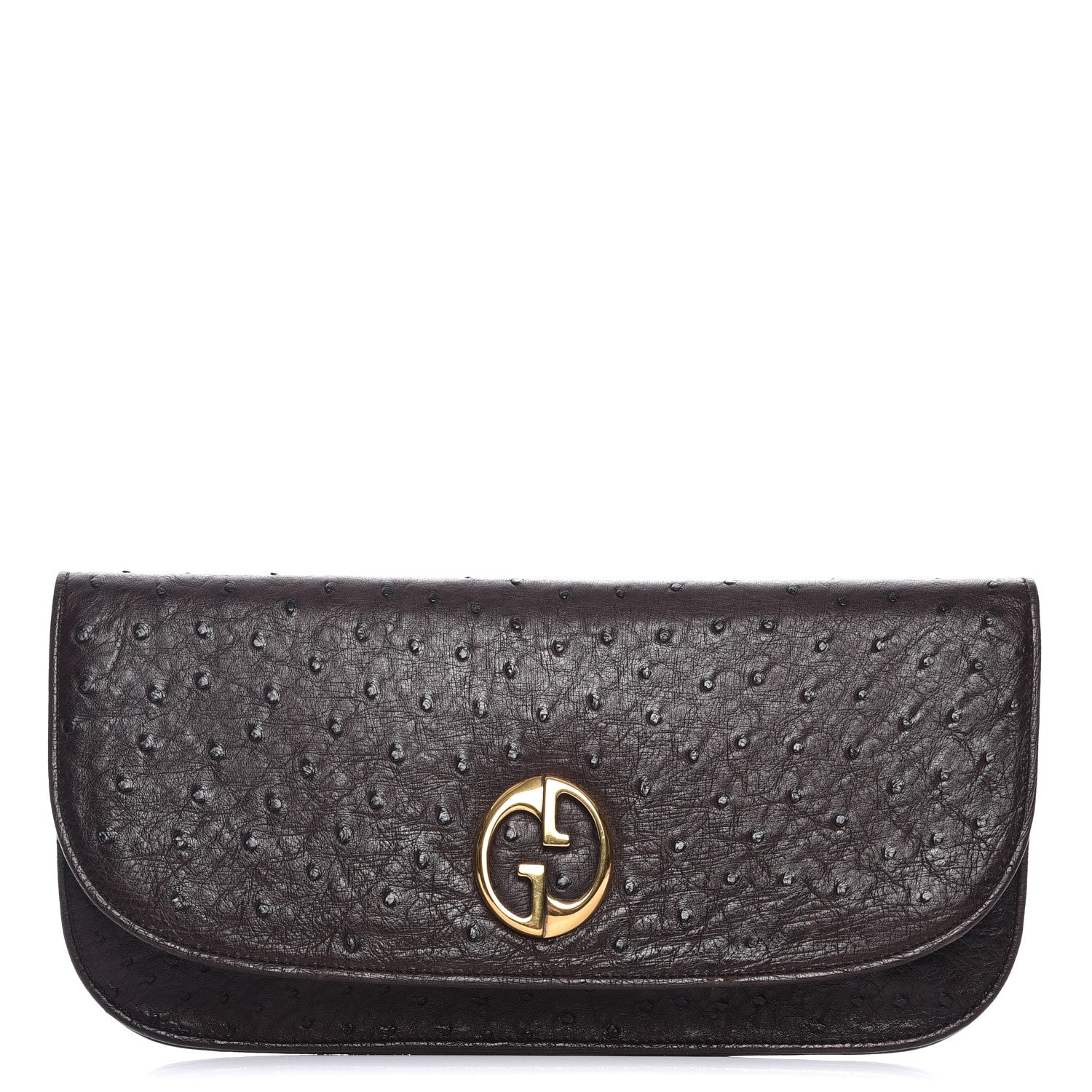 Gucci Ostrich 1973 Clutch Cocoa Brown 1 of 7
