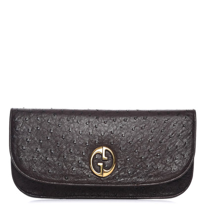 Gucci Ostrich 1973 Clutch Cocoa Brown 1 of 7