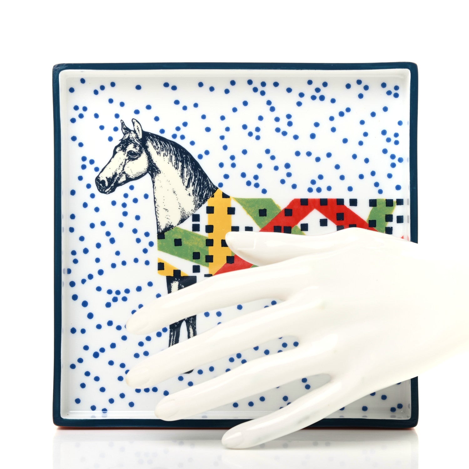 Hermes Porcelain Small Perimetre Square Tray 2 of 7