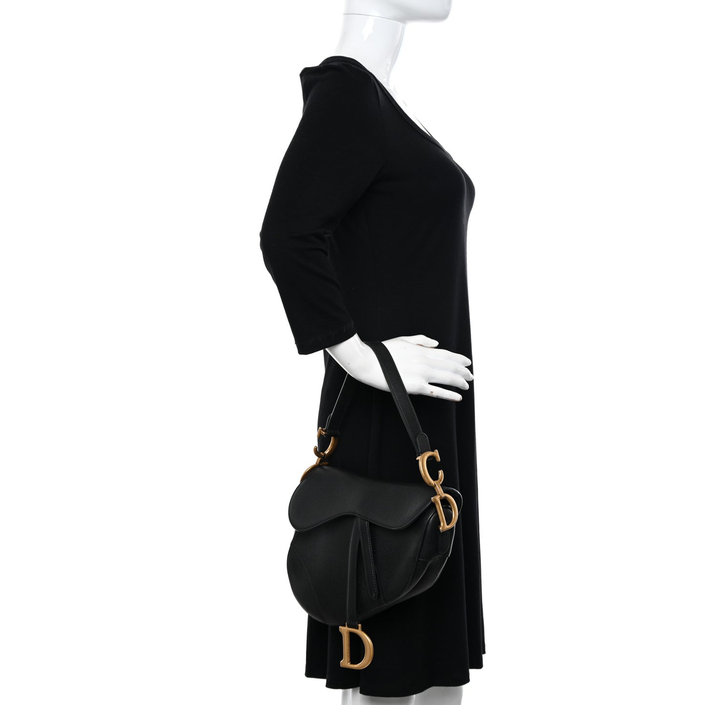 Grained Calfskin Saddle Bag Black