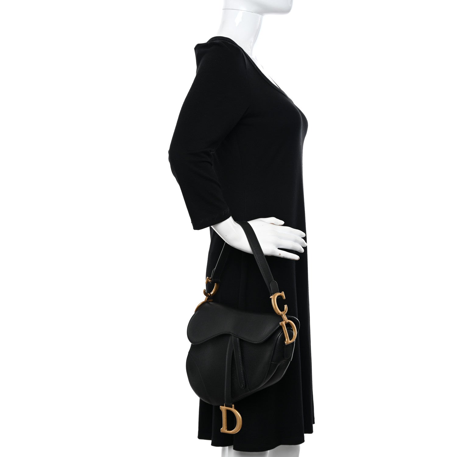 Christian Dior Grained Calfskin Saddle Bag Black 2 of 15