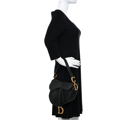 Christian Dior Grained Calfskin Saddle Bag Black 2 of 15
