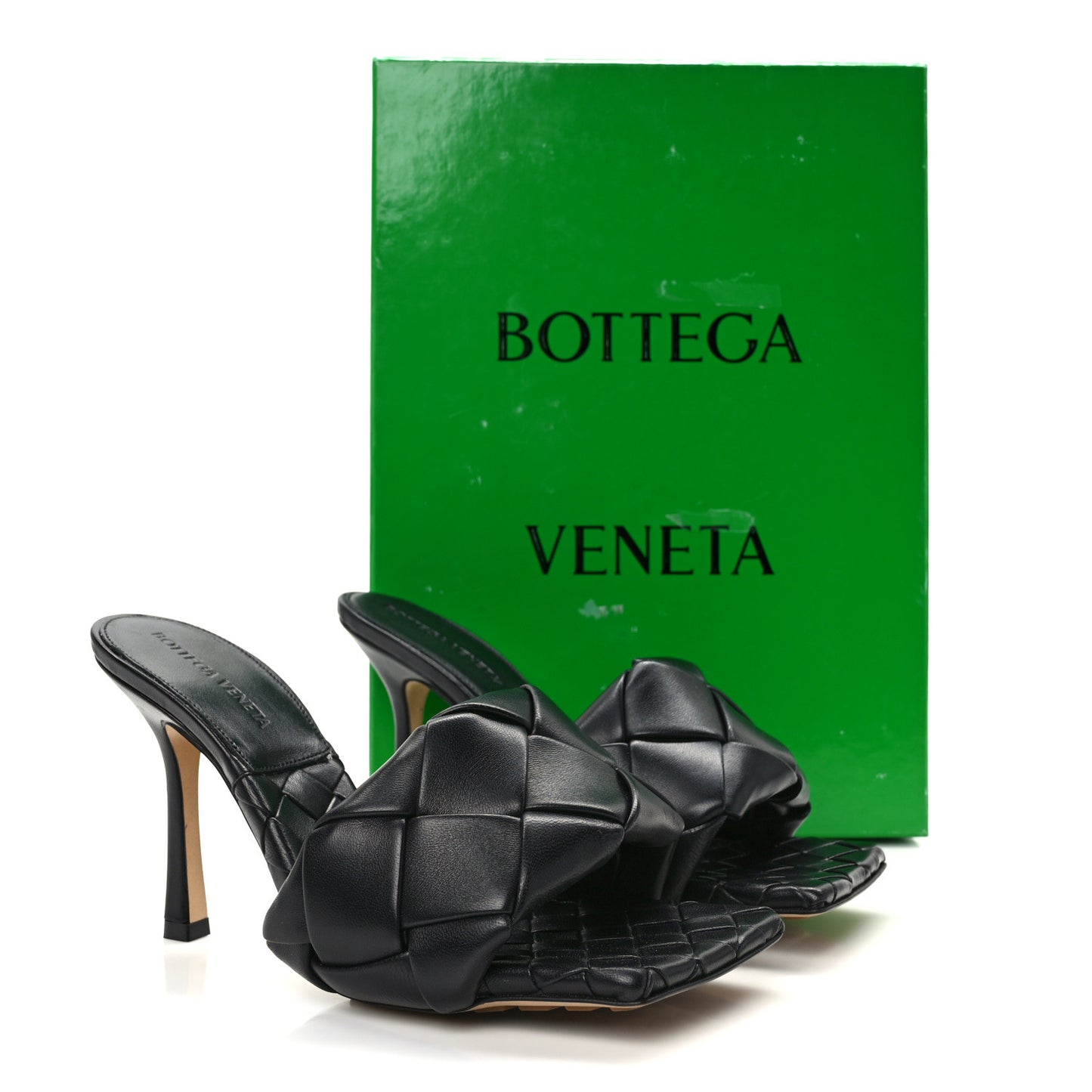 Nappa Maxi Intrecciato Lido Mule Sandals 37.5 Black