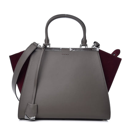 Fendi Vitello Baltico Kore Petite 3jours Tote Carbone Bordeaux 1 of 11