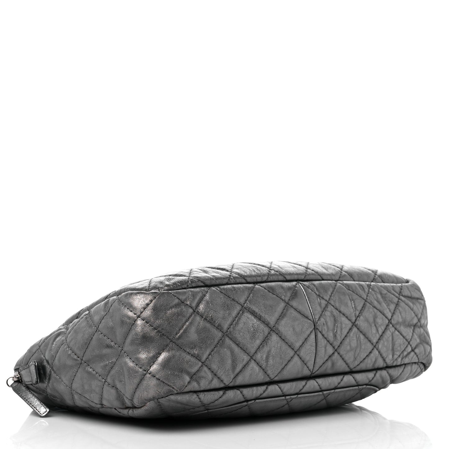 Metallic Aged Calfskin Quilted Large Reissue Camera Case Silver