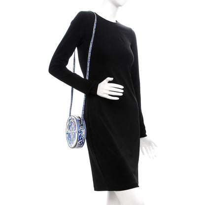 Dolce & Gabbana Calfskin Majolica Print Crossbody Blue White 2 of 6