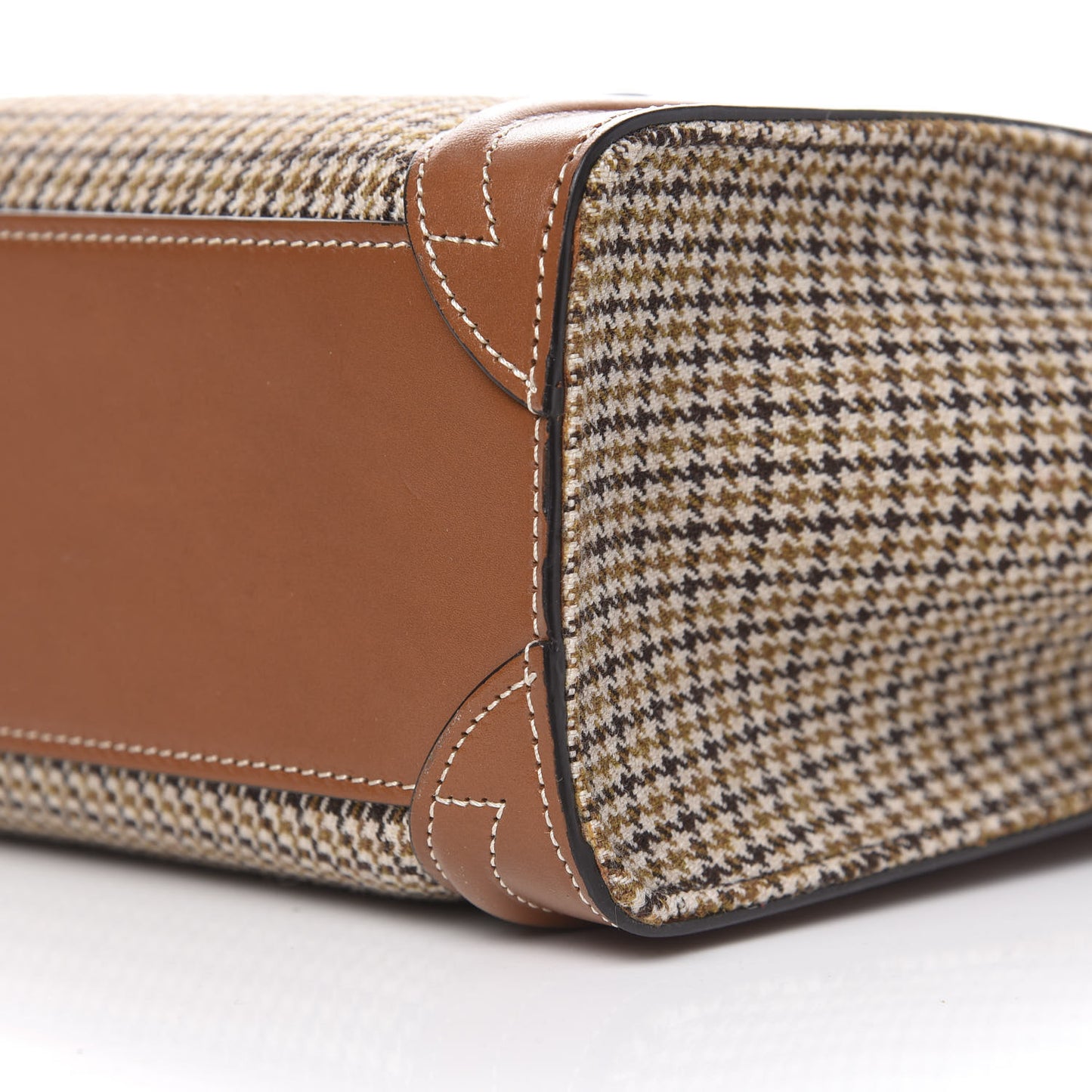 Smooth Calfskin Houndstooth Nano Luggage Tan
