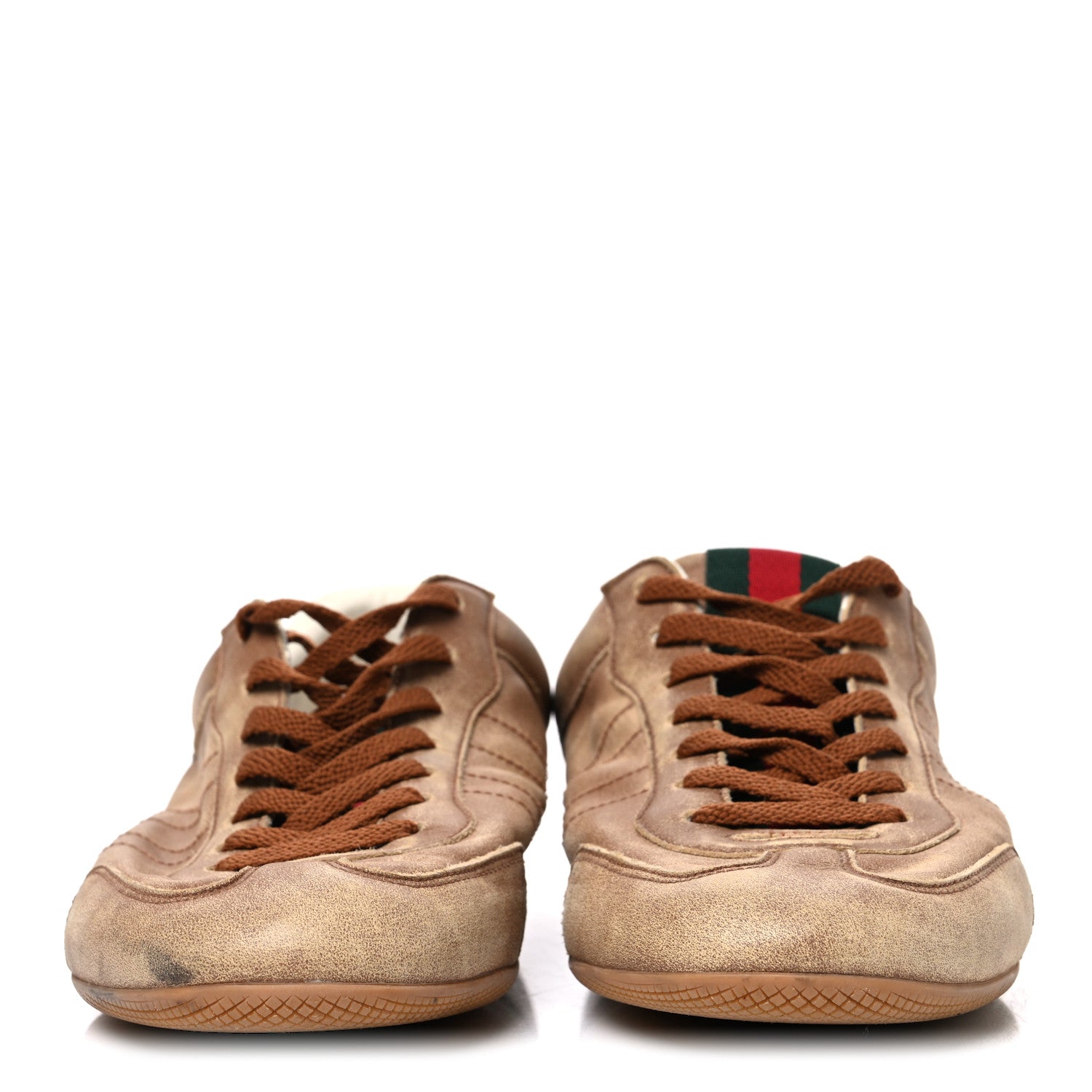Gucci GG Monogram Suede Web Mens Shift Sneakers 9.5 Beige Brown 3 of 11