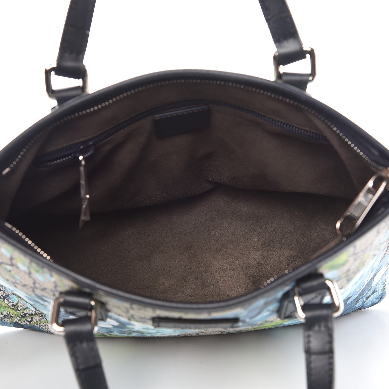 Gucci GG Supreme Monogram Blooms Small Zippered Tote Blue 6 of 11