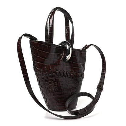 Jacquemus Calfskin Crocodile Embossed Le Petit Bambola Midnight Brown 3 of 9