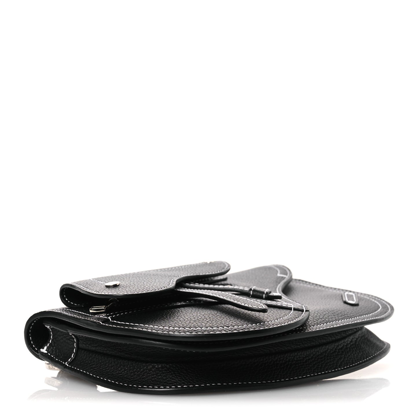 X KAWS Grained Calfskin Saddle Pouch Black