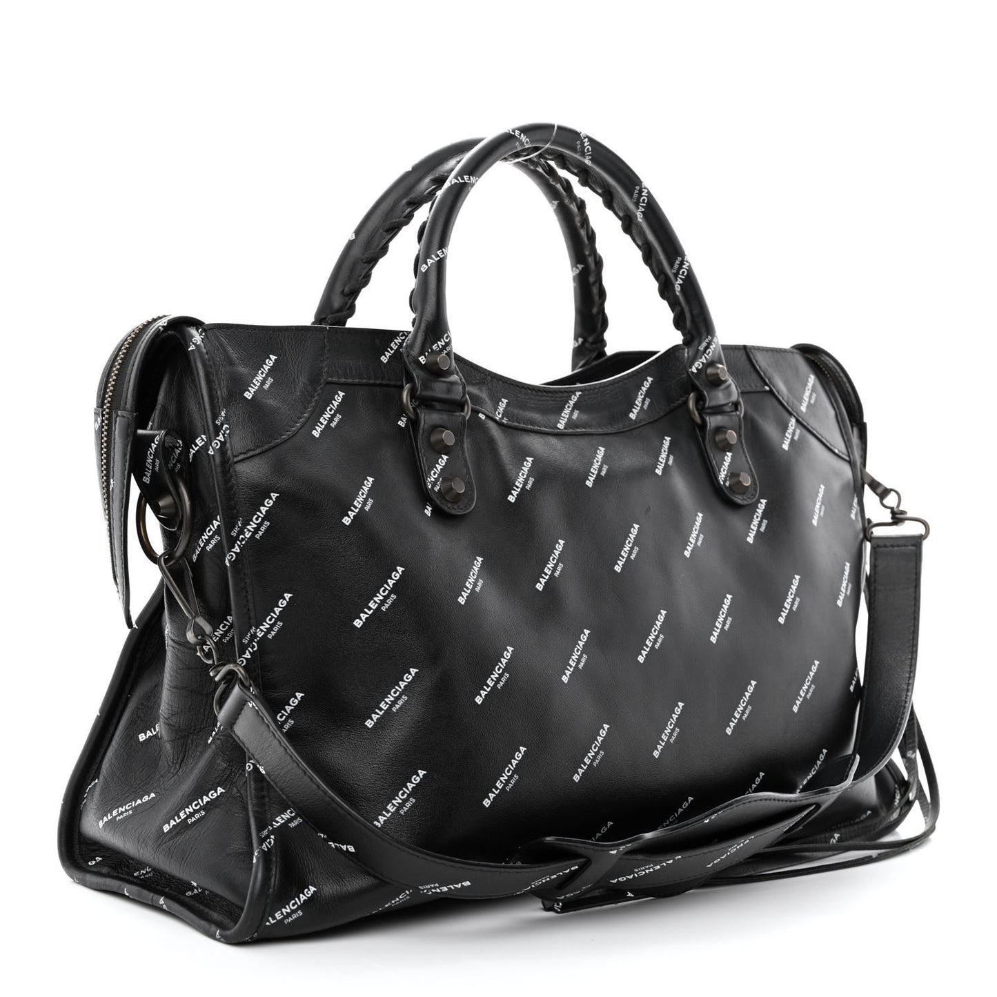 Veau Allover Logo Classic Hardware City Black White