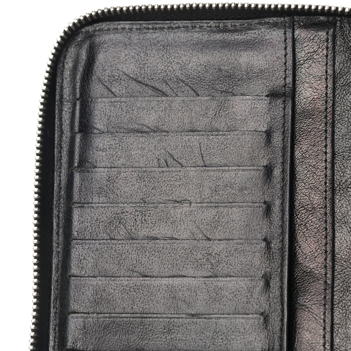 Calfskin Quilted Large Zip Around Organizer Wallet Black