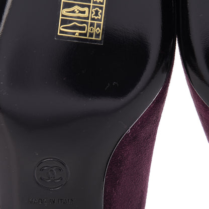 Chanel Suede Cap Toe Moccasin Loafers 36.5 Burgundy Black 10 of 11