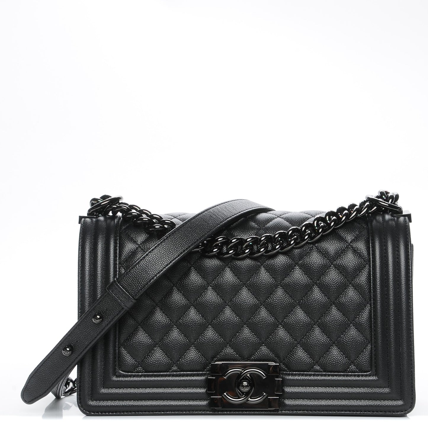 Caviar Quilted Medium Boy Flap So Black