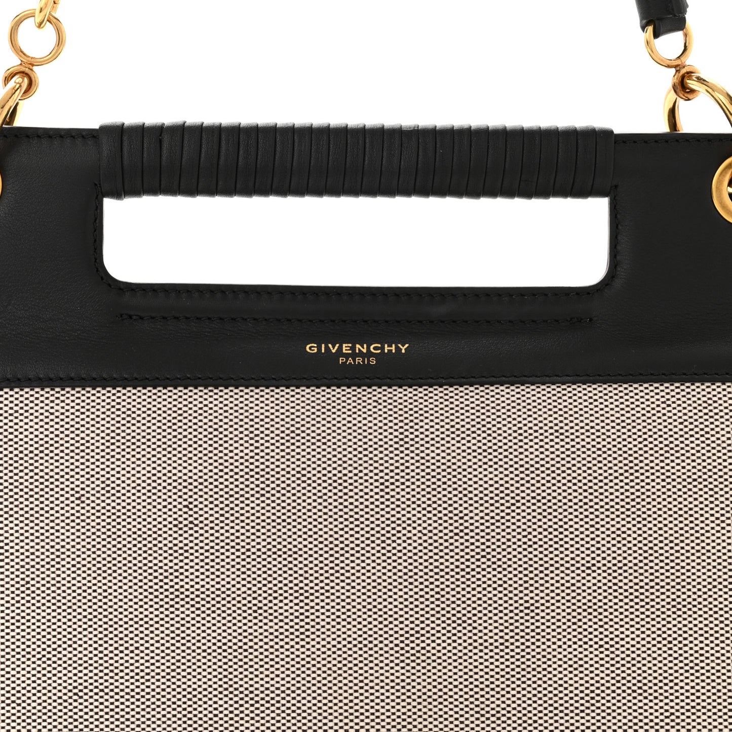 Canvas Calfskin Medium Whip Top Handle Crossbody Natural