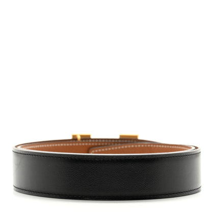Hermes Box Togo 32mm H Belt 80/32 Black Gold 2 of 7
