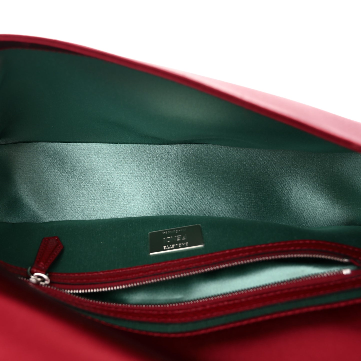 Satin Karung Crystal Baguette Rosso Scuro