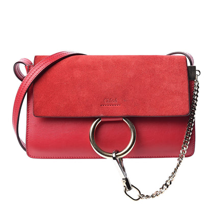 Chloe Suede Calfskin Small Faye Shoulder Bag Tulip Red 1 of 15