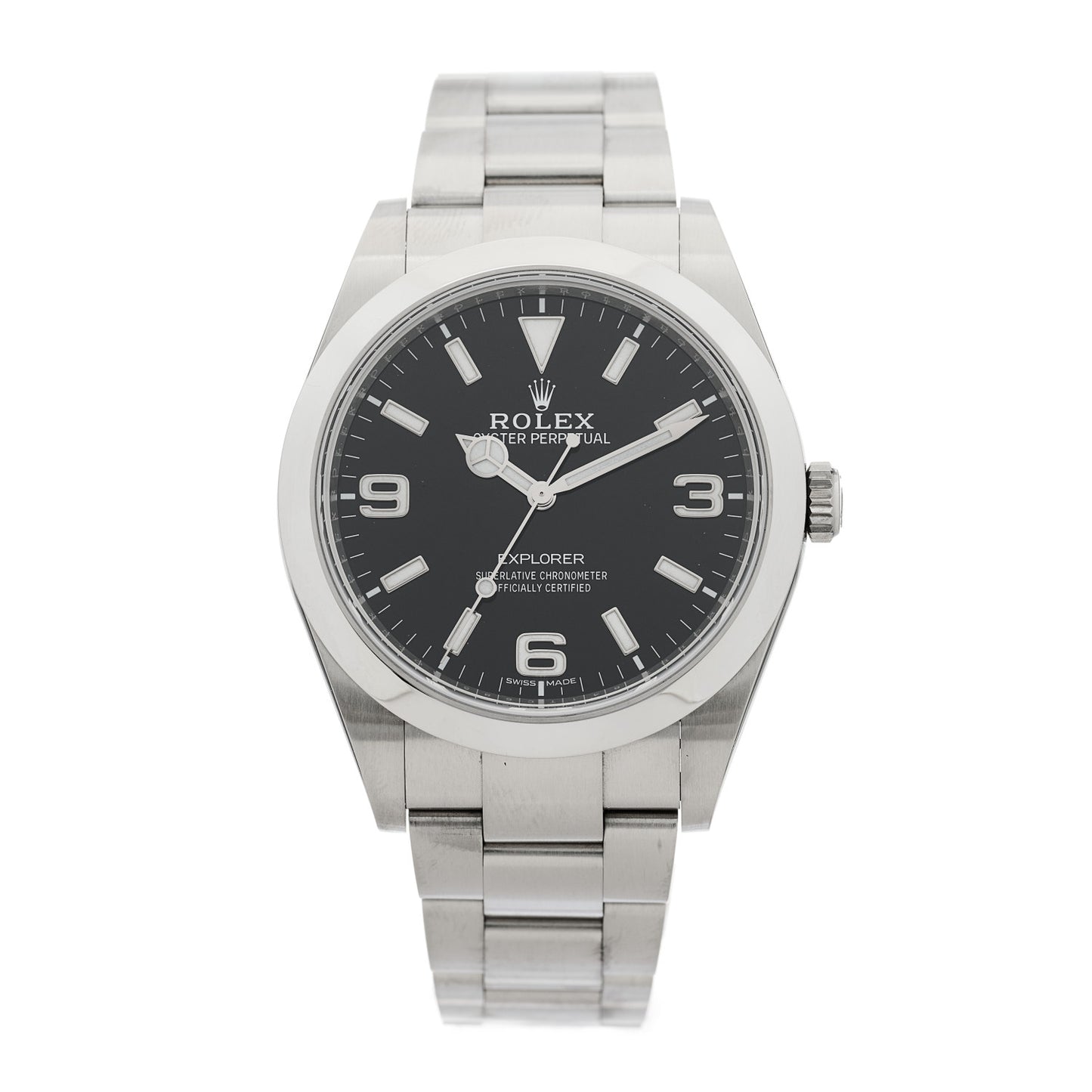 Stainless Steel 39mm Oyster Perpetual Explorer Watch Black 214270