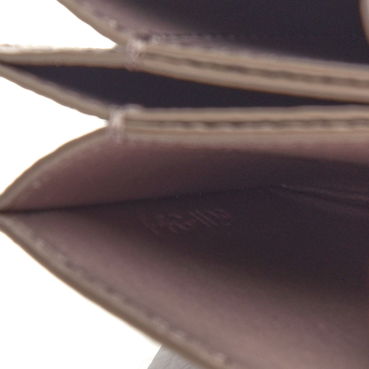 Grained Shiny Calfskin Accordion Card Holder Pebble