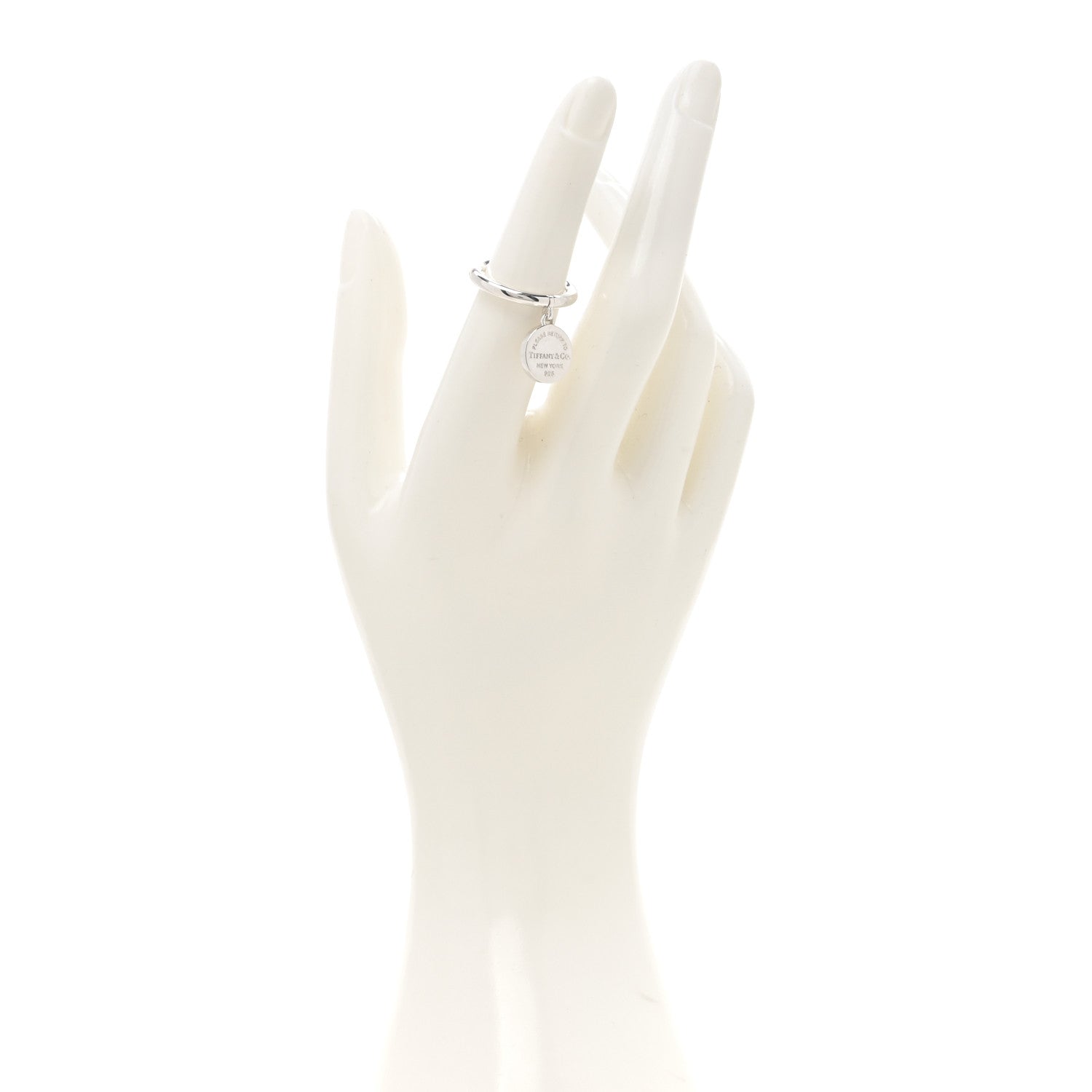 Tiffany Sterling Silver Return to Tiffany Round Charm Ring 50 5.5 2 of 5