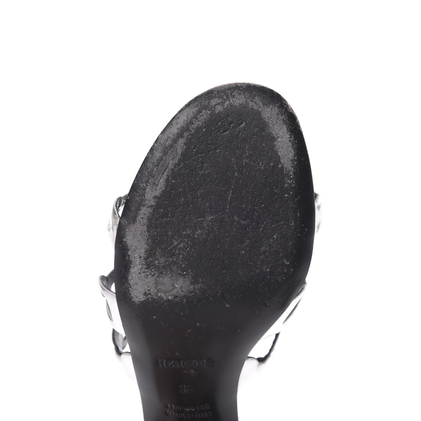 Metallic Calfskin Tandem Sandals 38 Gris Argente