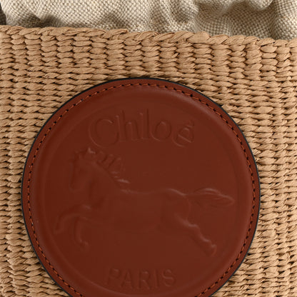 Chloe X MIFUKO Paper Raffia Calfskin Small Horse Medal Bucket Bag Sepia Brown 9 of 11