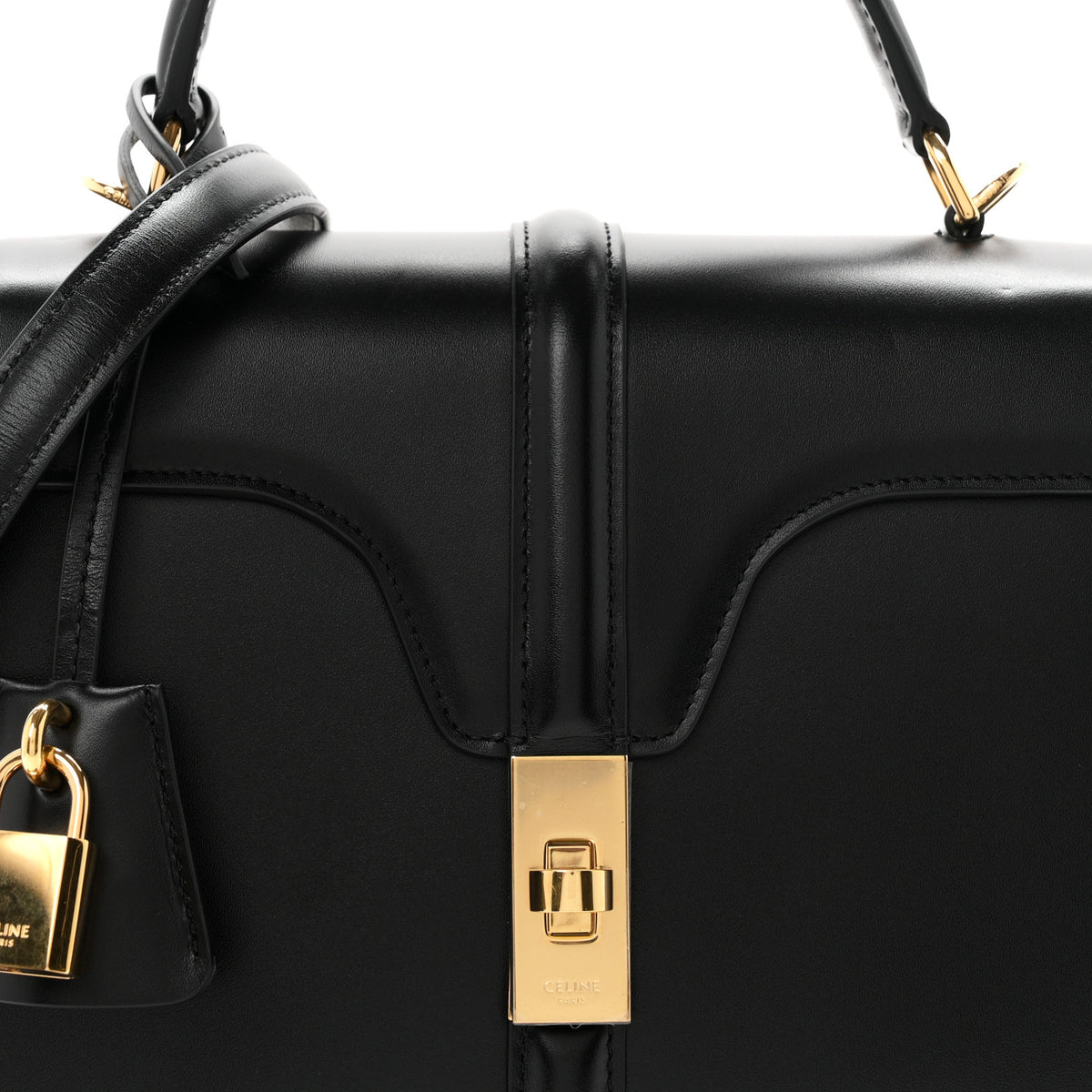 Celine Satinated Calfskin Small 16 Top Handle Bag Black 8 of 10