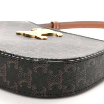 Celine Triomphe Canvas Calfskin Medium Tilly Triomphe Shoulder Bag Tan 9 of 9