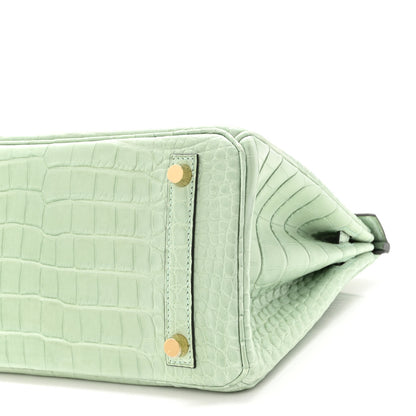 Hermes Matte Alligator Birkin 25 Vert D'eau 10 of 12