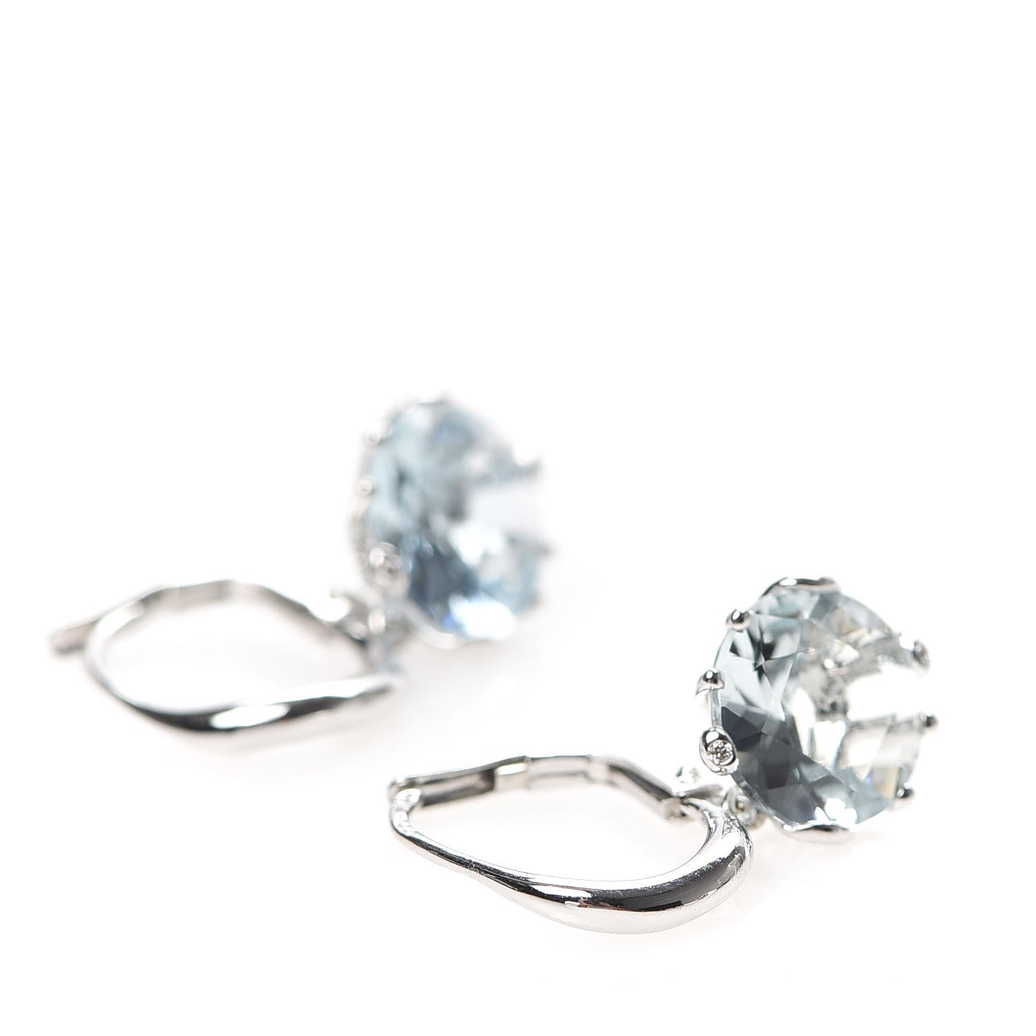 Christian Dior 18K White Gold Diamond Aquamarine Oui Drop Earrings 4 of 8