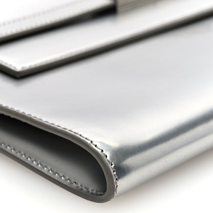 Saint Laurent Metallic Calfskin Manhattan Chain Clutch Metal Argento 8 of 9