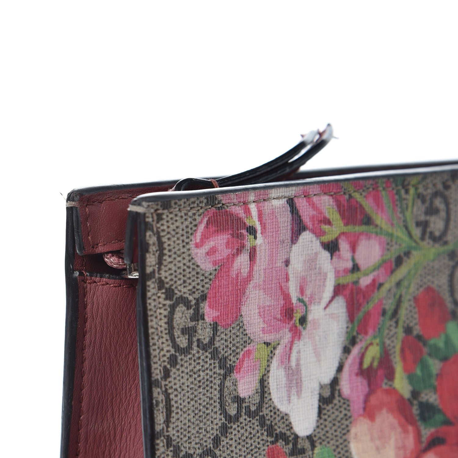 Gucci GG Supreme Monogram Blooms Large Cosmetic Case Beige Multicolor Dry Rose 8 of 10